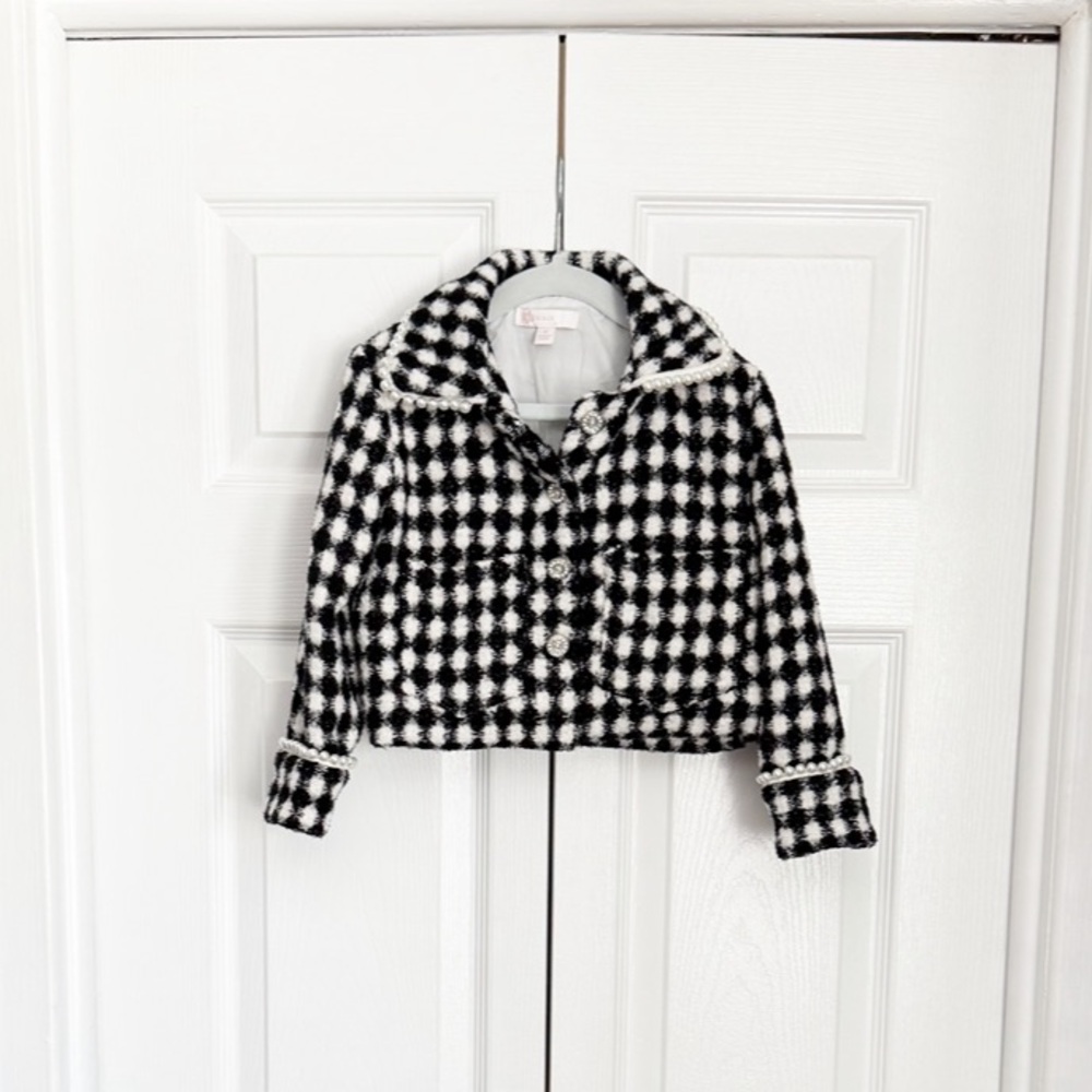 Toddler houndstooth and pearl jacket